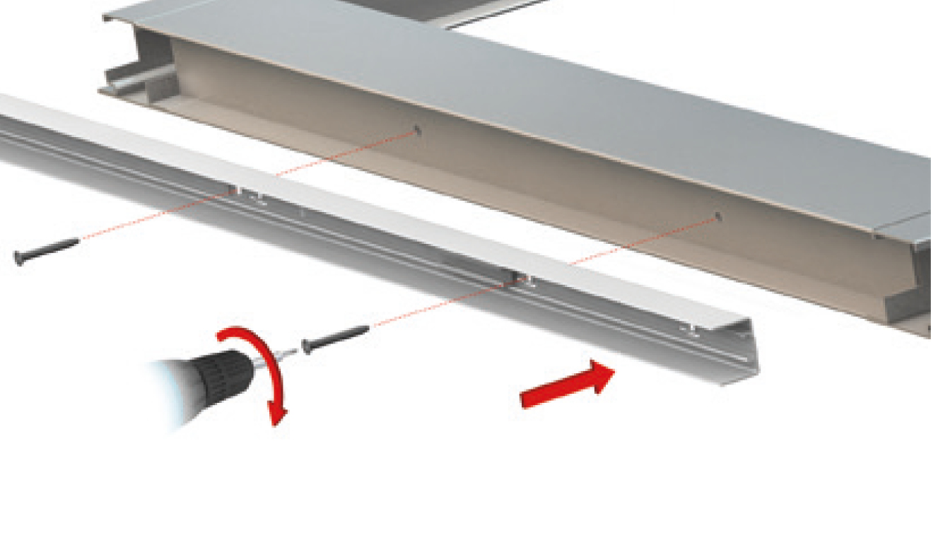 Standard fastening system for drop down seal No Sound Series 1300